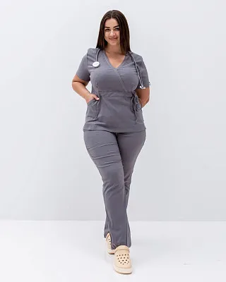 Медичний костюм жіночий Ріо сірий +SIZE