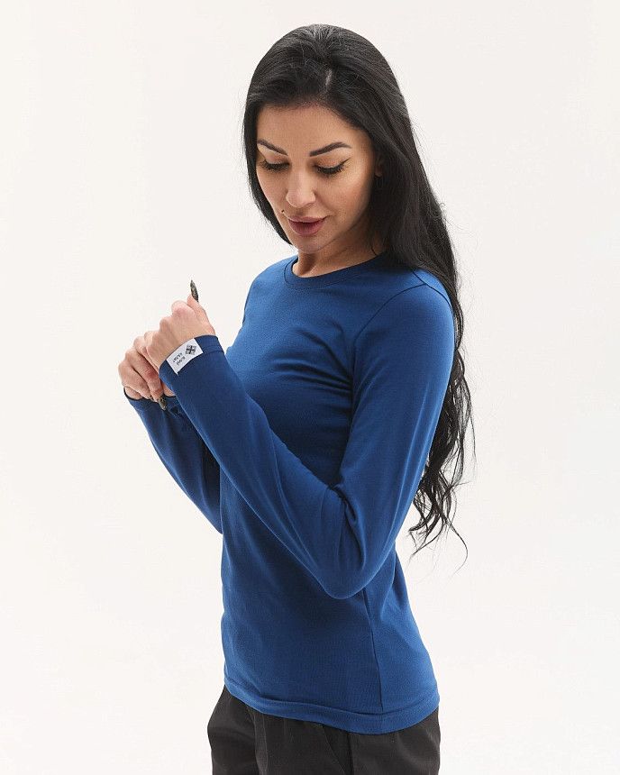 Медицинский лонгслив женский синий 2