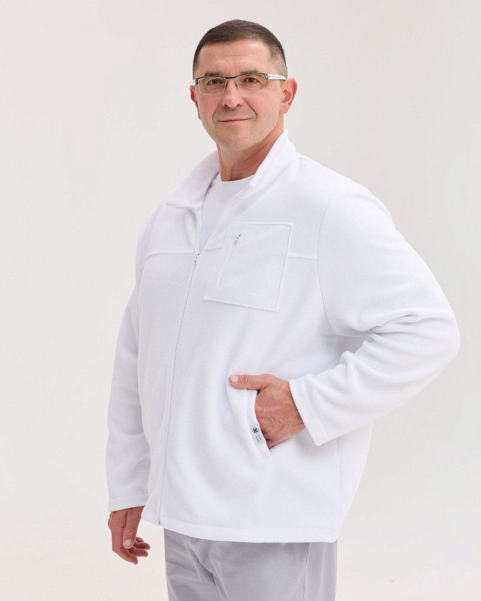 Медична кофта чоловіча флісова Фінляндія біла +SIZE 2