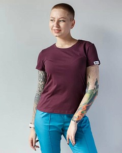 Медична футболка жіноча вишнева