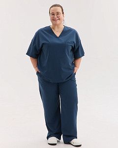 Медицинский костюм женский Чикаго синий +SIZE