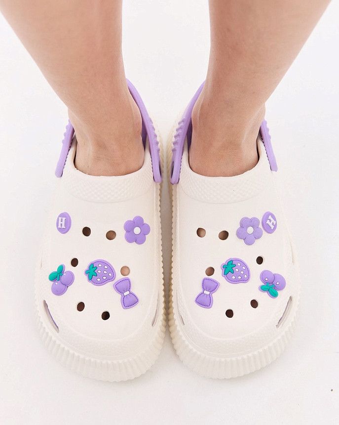 Медицинские женские кроксы на платформе Eva бело-лавандовые (уценка/брак) 3