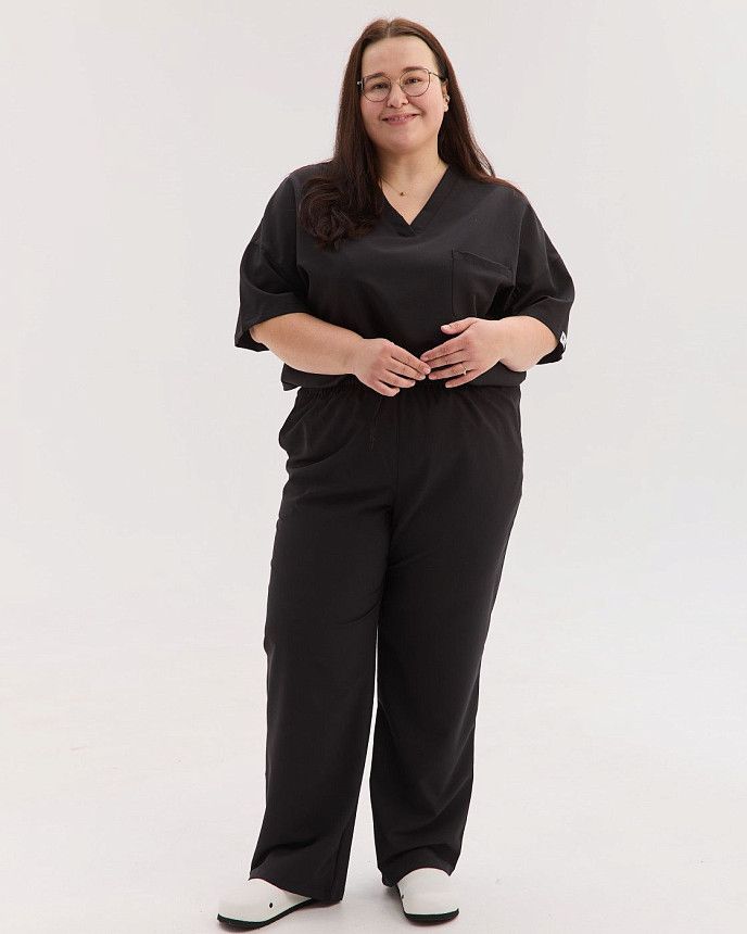 Медицинский костюм женский Чикаго черный +SIZE 2