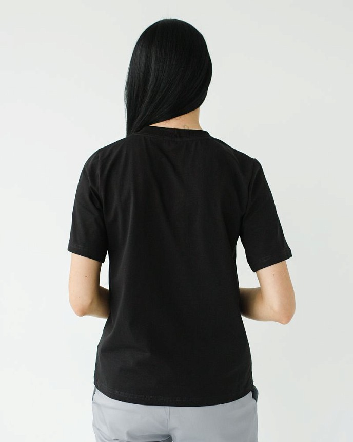 Медицинская базовая футболка женская черная 3