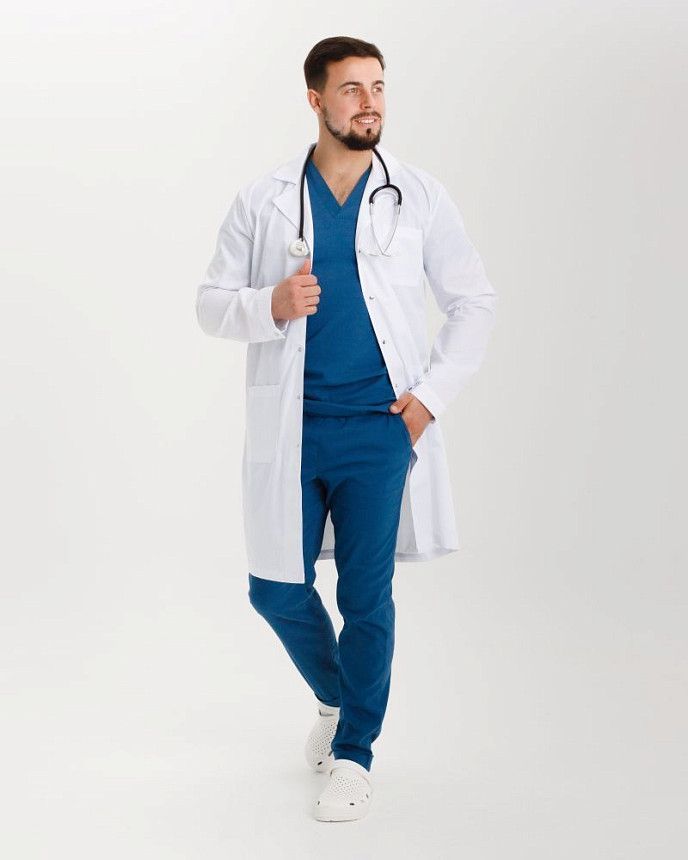 Халат медичний чоловічий Берлін білий (уцінка/брак) 3