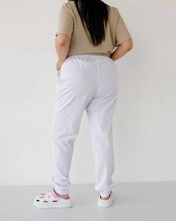 Медицинские брюки женские джоггеры белые +SIZE 2