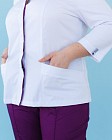 Медицинская рубашка женская Сакура белый-фиолетовый +SIZE 3