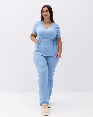 Медицинский костюм женский Рио голубой +SIZE