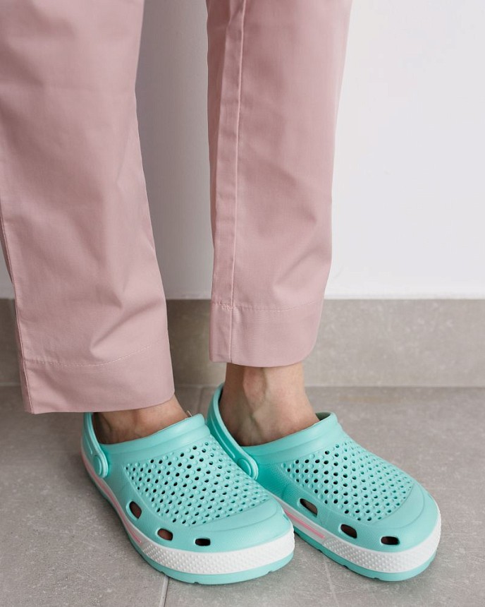 Обувь медицинская женская Coqui Lindo мятный/белый (розовая полоска) 5