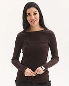 Медицинский лонгслив в рубчик женский коричневый