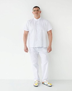 Медицинский костюм мужской Бостон белый +SIZE
