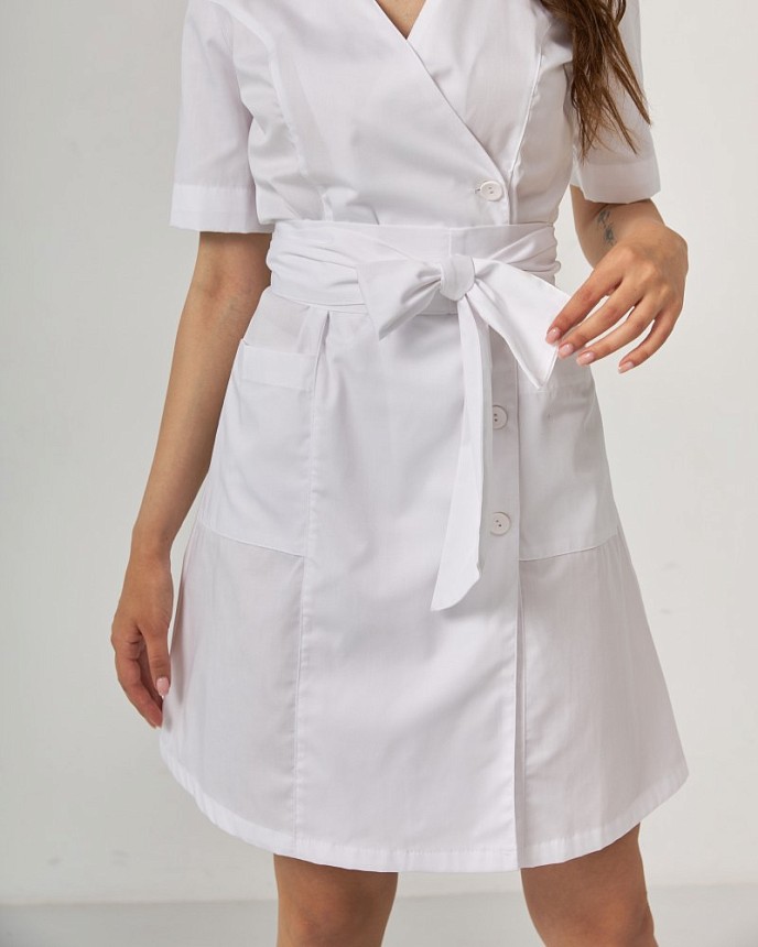 Медицинский халат женский Токио на пуговицах белый 4