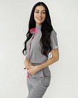 Медичний комбінезон жіночий Даллас сірий з рожевою строчкою 3