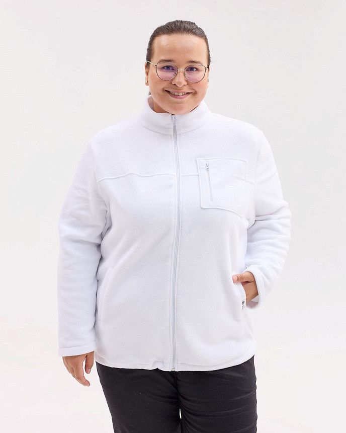 Медицинская кофта женская флисовая Финляндия белая +SIZE