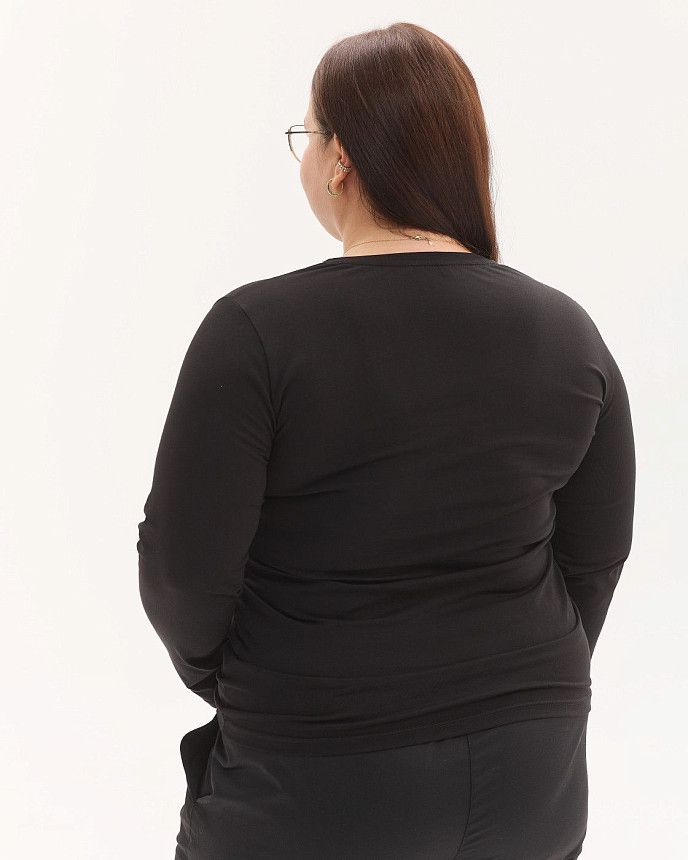 Медицинский лонгслив женский черный +SIZE 2