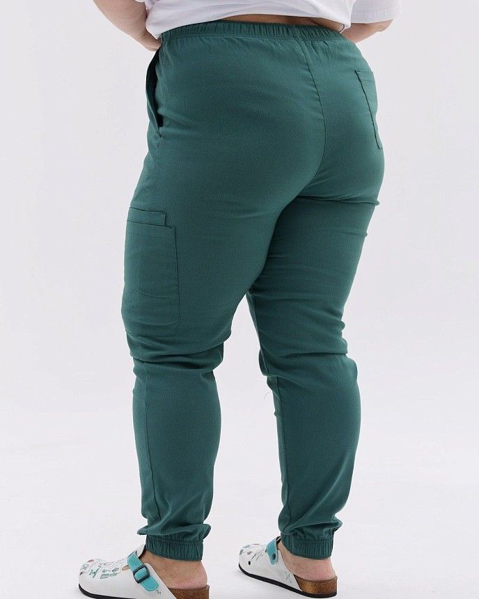 Медичні штани жіночі джогери стрейч зелені +SIZE 3