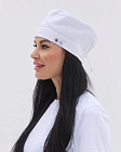 Медична класична шапочка на зав'язках з резинкою біла (Elite Stretch) 2
