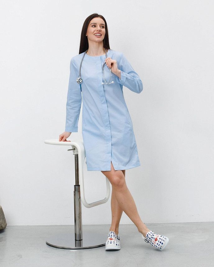 Медицинский халат женский Жаклин лазурный (уценка/брак)