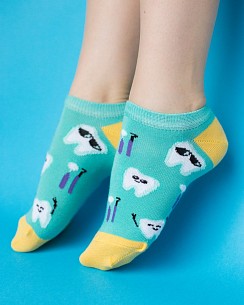 Медичні шкарпетки сліди жіночі з принтом Teeth Mint