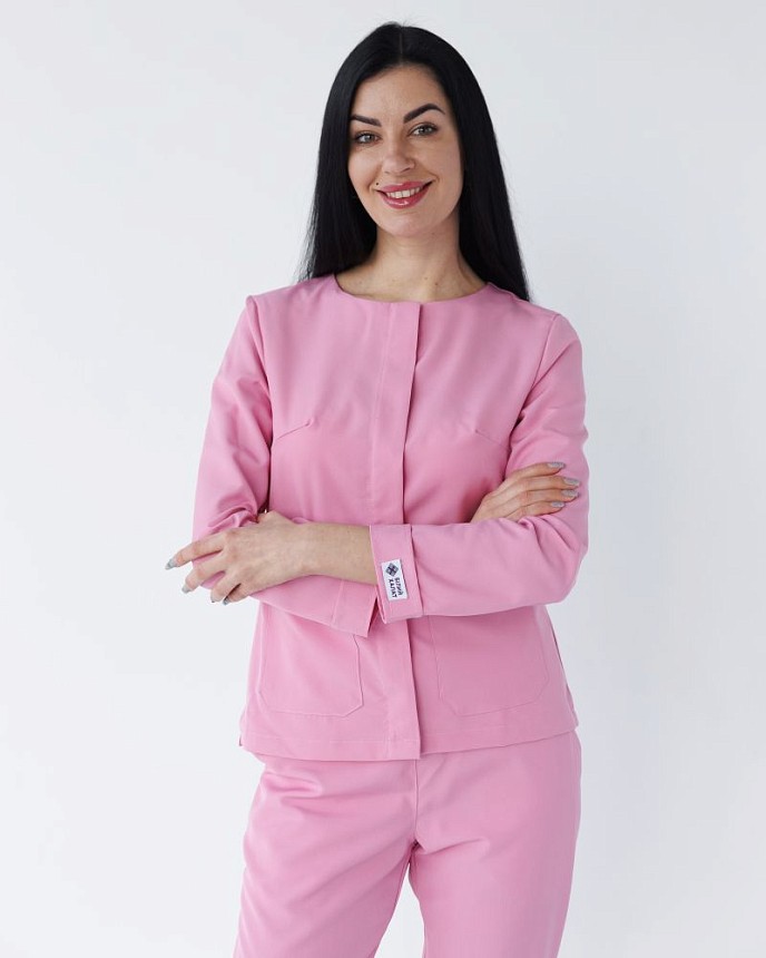 Медицинский костюм женский Жаклин розовый (Вискоза «Элит») 5
