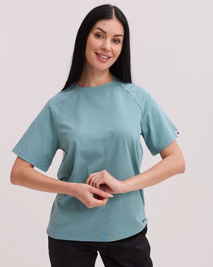 Медична футболка-реглан жіноча нефритова