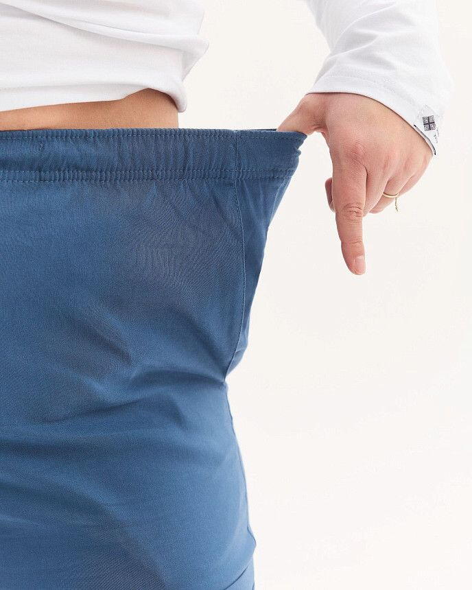 Медицинские брюки женские джоггеры стрейч синие +SIZE 4