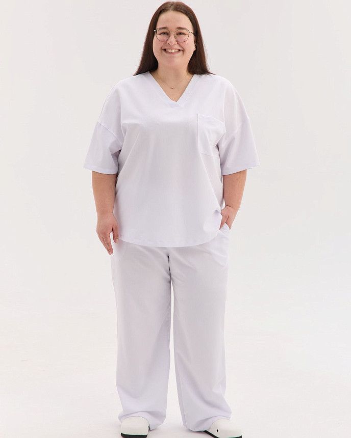 Медицинский костюм женский Чикаго белый +SIZE 2