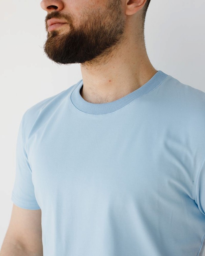 Медицинская базовая футболка мужская голубая 4