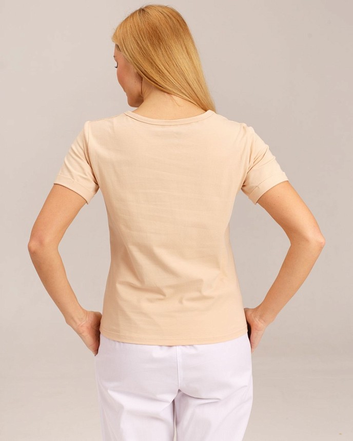 Медицинская женская футболка Modern светло-бежевая 2