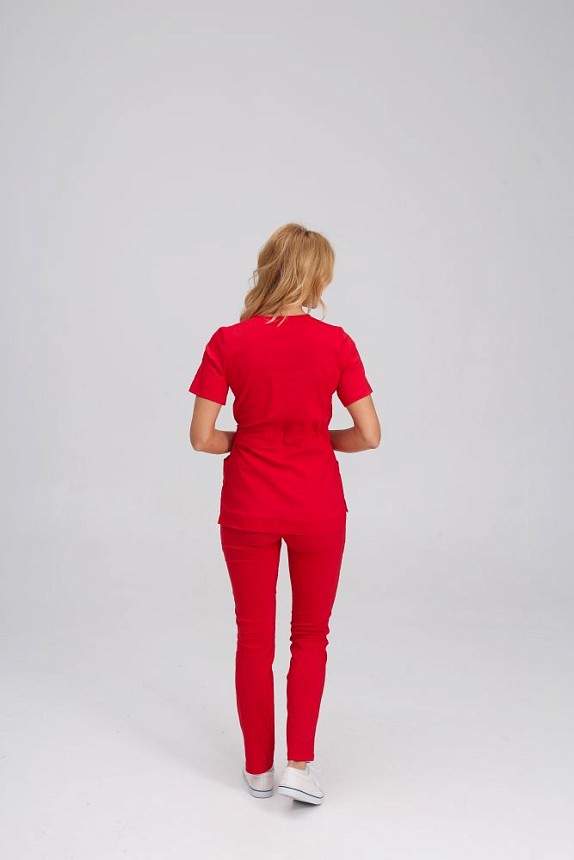 Медицинский костюм женский Рио красный 2