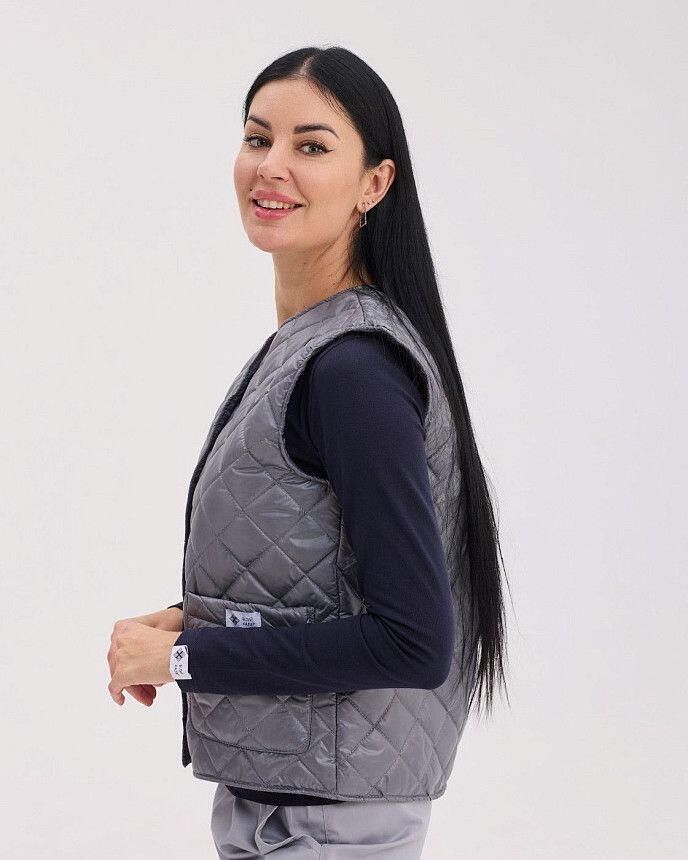 Медична утеплена жилетка жіноча Осло темно-сіра 2