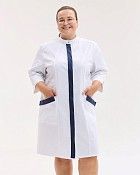 Медичний халат жіночий Валенсія зі змінними синіми планками +SIZE