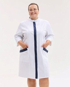 Медичний халат жіночий Валенсія зі змінними синіми планками +SIZE