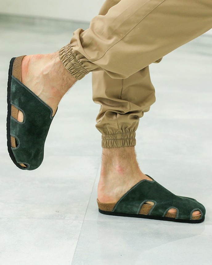 Обувь медицинская унисекс сабо ортопедические замшевые зеленые 5