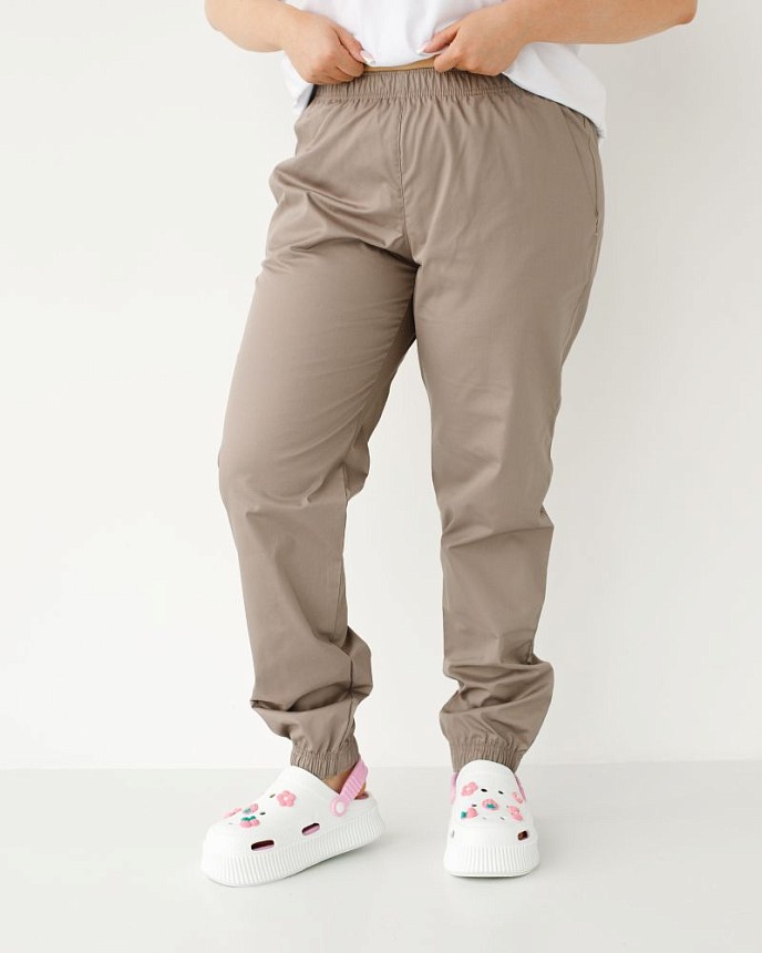 Медицинские брюки женские джогеры мокко +SIZE 2