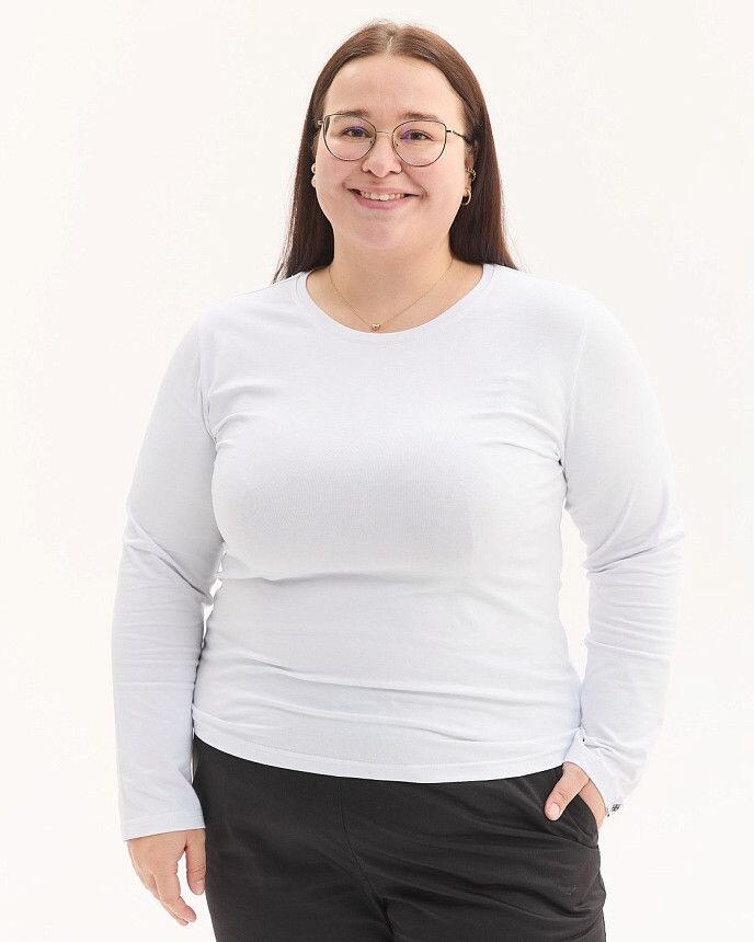 Медичний лонгслів жіночий білий +SIZE