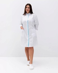 Медицинский халат женский Сакура белый-ментол +SIZE