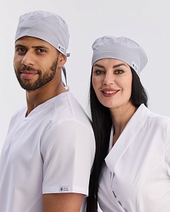 Медицинская классическая шапочка на завязках серая (Elite Stretch)