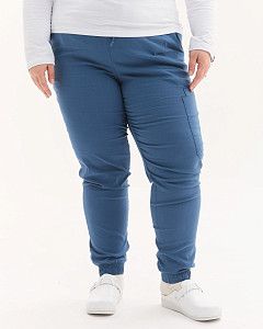 Медицинские брюки женские джоггеры стрейч синие +SIZE