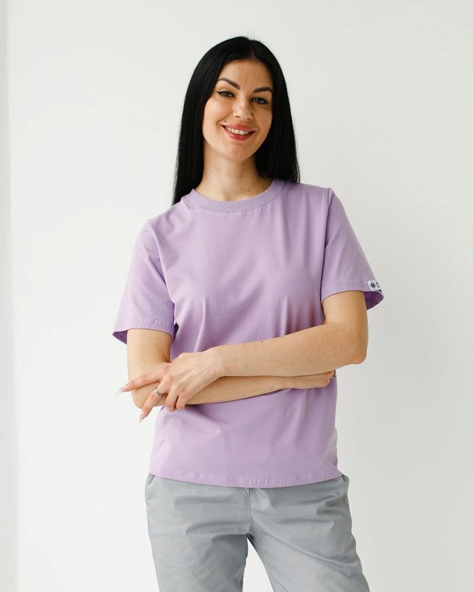 Медицинская базовая футболка женская лавандовая 2