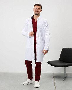 Халат медичний чоловічий Амстердам білий-сірий (уцінка/брак)