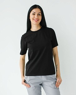 Медицинская базовая футболка женская черная