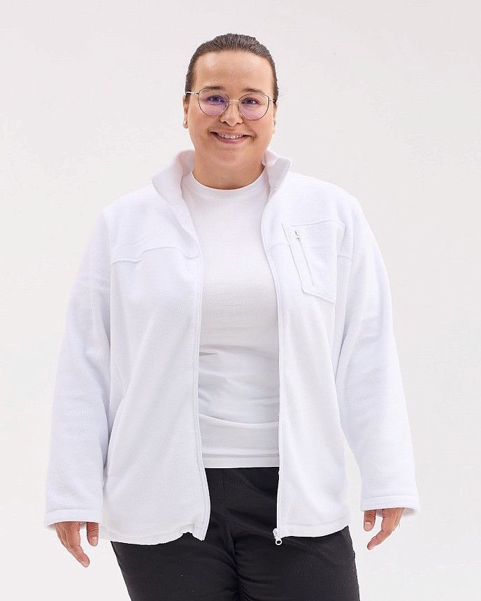 Медична кофта жіноча флісова Фінляндія біла +SIZE 2