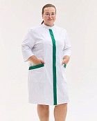 Медичний халат жіночий Валенсія зі змінними зеленими планками +SIZE
