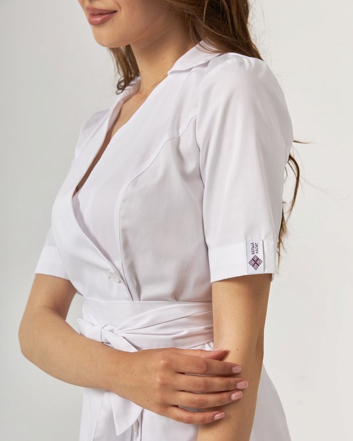 Медицинский халат женский Токио на пуговицах белый 5