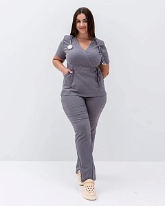 Медичний костюм жіночий Ріо сірий +SIZE (уцінка/брак)