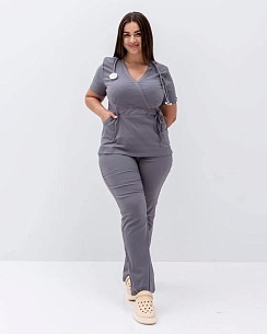 Медичний костюм жіночий Ріо сірий +SIZE (уцінка/брак)