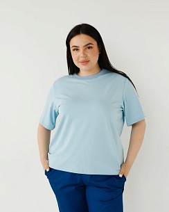 Медицинская базовая футболка женская голубая