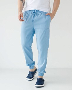 Медичні штани чоловічі джогери стрейч блакитні