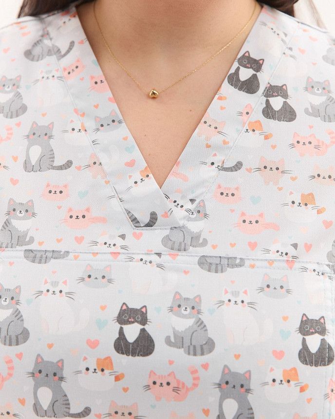 Медична сорочка жіноча Топаз принт Cats NEW +SIZE 3